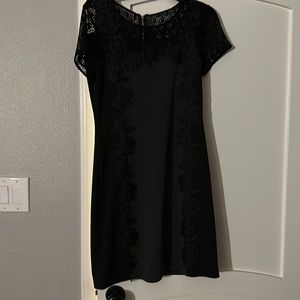 Gray black lace dress.